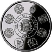 Spain 5 Euro (Ibero-American Capitals) FELIPE VI REY DE ESPAÑA 2024 coin obverse Spain 5 Euro (Ibero-American Capitals) FELIPE VI REY DE ESPAÑA 2024 coin obverse