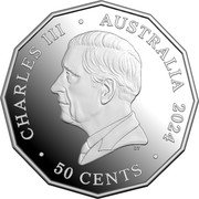 Australia 50 Cents (Christmas Decoration. Festive Floral. Wattle Trees) CHARLES III AUSTRALIA 2024 DT 50 CENTS coin obverse Australia 50 Cents (Christmas Decoration. Festive Floral. Wattle Trees) CHARLES III AUSTRALIA 2024 DT 50 CENTS coin obverse