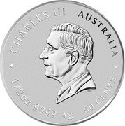 Australia 50 Cents Year of the Snake 2025 P CHARLES III AUSTRALIA 1/2 OZ 9999 AG 50 CENTS DT coin obverse Australia 50 Cents Year of the Snake 2025 P CHARLES III AUSTRALIA 1/2 OZ 9999 AG 50 CENTS DT coin obverse