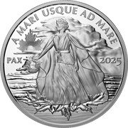 Canada 50 Dollars Peace Dollar. Lady Peace 2025 ST PAX A MARI USQUE AD MARE 2025 coin reverse Canada 50 Dollars Peace Dollar. Lady Peace 2025 ST PAX A MARI USQUE AD MARE 2025 coin reverse