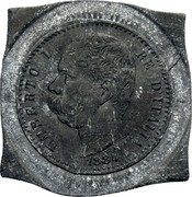 Italy 50 Lire Umberto I Trial 1884  UMBERTO I RE D'ITALIA SPERANZA 1884 coin obverse Italy 50 Lire Umberto I Trial 1884  UMBERTO I RE D'ITALIA SPERANZA 1884 coin obverse