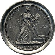 Italy 50 Lire (Victor Emmanuel III Pattern. Light) REGNO D'ITALIA LIRE 50 E. BONINSEGNA M. L. GIORGI INC R 1912 coin reverse Italy 50 Lire (Victor Emmanuel III Pattern. Light) REGNO D'ITALIA LIRE 50 E. BONINSEGNA M. L. GIORGI INC R 1912 coin reverse
