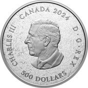 Canada 500 Dollars Heraldic Landscape. Birds of Canada 2024 Proof CHARLES III D G REX CANADA 2024 500 DOLLARS SR coin obverse Canada 500 Dollars Heraldic Landscape. Birds of Canada 2024 Proof CHARLES III D G REX CANADA 2024 500 DOLLARS SR coin obverse