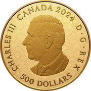 Canada 500 Dollars (Purely Brilliant) CANADA 2024 CHARLES III D G REX 500 DOLLARS SR coin obverse Canada 500 Dollars (Purely Brilliant) CANADA 2024 CHARLES III D G REX 500 DOLLARS SR coin obverse