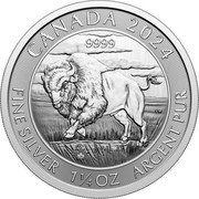 Canada 8 Dollars Charles III. Bison 2024 CANADA 2024 9999 FINE SILVER 1 1/4 OZ ARGENT PUR VM coin reverse Canada 8 Dollars Charles III. Bison 2024 CANADA 2024 9999 FINE SILVER 1 1/4 OZ ARGENT PUR VM coin reverse