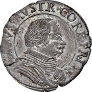 Italy 8 Soldi Siro d'Autriche prince de Correggio ND (1616-1630)  SYRVS AVSTR CORR PRIN coin obverse Italy 8 Soldi Siro d'Autriche prince de Correggio ND (1616-1630)  SYRVS AVSTR CORR PRIN coin obverse