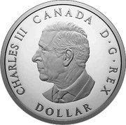 Canada Dollar Peace Dollar. Lady Peace 2025 CHARLES III CANADA D G REX DOLLAR SR coin obverse Canada Dollar Peace Dollar. Lady Peace 2025 CHARLES III CANADA D G REX DOLLAR SR coin obverse