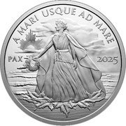 Canada Dollar Peace Dollar. Lady Peace 2025 ST PAX A MARI USQUE AD MARE 2025 coin reverse Canada Dollar Peace Dollar. Lady Peace 2025 ST PAX A MARI USQUE AD MARE 2025 coin reverse