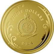 Niue Eight Dollars Love. Diamond 2024 ʟMㅈ Proof PUBLIC SEAL OF NIUE ATUA NIUE TUKULAGI ʟMㅈ AU 999 EIGHT DOLLARS 2024 coin obverse
