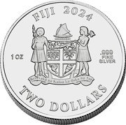 Fiji Two Dollars (Christmas Angel) 1 OZ FIJI 2024 .999 FINE SILVER REREVAKA NA KALOU KA DOKA NA TUI TWO DOLLARS coin obverse Fiji Two Dollars (Christmas Angel) 1 OZ FIJI 2024 .999 FINE SILVER REREVAKA NA KALOU KA DOKA NA TUI TWO DOLLARS coin obverse