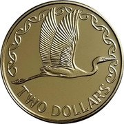 New Zealand Two Dollars (Heron) KM# 121.1 TWO DOLLARS coin reverse New Zealand Two Dollars (Heron) KM# 121.1 TWO DOLLARS coin reverse