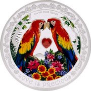 Niue Two Dollars (Macaws) KM# 6822 1OZ 999 FINE SILVER LOVE IS PRECIOUS coin reverse