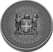 Fiji Two Dollars Year of the Snake. Antique Finish 2025  FIJI 2025 1 OZ .999 FINE SILVER REREVAKA NA KALOU KA DOKA NA TUI TWO DOLLARS coin obverse Fiji Two Dollars Year of the Snake. Antique Finish 2025  FIJI 2025 1 OZ .999 FINE SILVER REREVAKA NA KALOU KA DOKA NA TUI TWO DOLLARS coin obverse