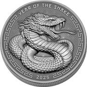 Fiji Two Dollars Year of the Snake. Antique Finish 2025  YEAR OF THE SNAKE 2025 coin reverse Fiji Two Dollars Year of the Snake. Antique Finish 2025  YEAR OF THE SNAKE 2025 coin reverse