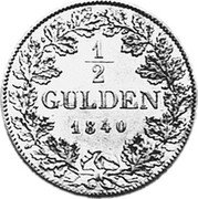 Germany 1/2 Gulden 1840 KM# 209 Baden / Grand Duchy / Regular Coinage coin reverse