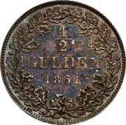 Germany 1/2 Gulden 1861 KM# 825 Bavaria / Kingdom / Regular Coinage coin reverse