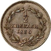 Germany 1/2 Kreuzer 1850 KM# 213 Baden / Grand Duchy / Regular Coinage coin reverse