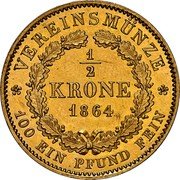 Germany 1/2 Krone 1864 KM# 853 Bavaria / Kingdom / Regular Coinage coin reverse