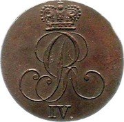 Germany 1/4 Stüber (2-1/2 Witten) 1823 KM# 290 Principality / Regular Coinage coin obverse Germany 1/4 Stüber (2-1/2 Witten) 1823 KM# 290 Principality / Regular Coinage coin obverse