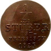 Germany 1/4 Stüber (2-1/2 Witten) 1823 KM# 290 Principality / Regular Coinage coin reverse Germany 1/4 Stüber (2-1/2 Witten) 1823 KM# 290 Principality / Regular Coinage coin reverse