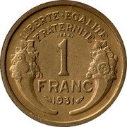 France 1 Franc (Morlon Essai-Piefort) LIBERTE-EGALITE FRATERNITE ESSAI 1 FRANC 1931 coin reverse
