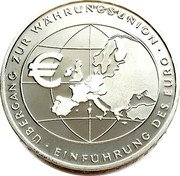 Germany 10 Euro 2002 F Proof KM# 215 Euro Coinage coin reverse
