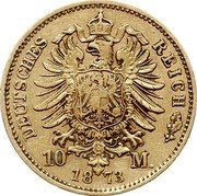 Germany 10 Mark 1873 D KM# 892 Bavaria / Kingdom / Reform Coinage coin reverse
