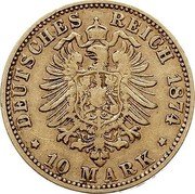 Germany 10 Mark 1874 D KM# 898 Bavaria / Kingdom / Reform Coinage coin reverse
