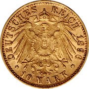 Germany 10 Mark 1896 D KM# 911 Bavaria / Kingdom / Reform Coinage coin reverse