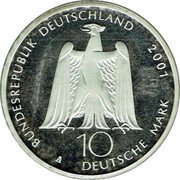 Germany 10 Mark 2001 A Proof KM# 205 Commemorative Coinage coin obverse