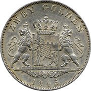 Germany 2 Gulden 1845 KM# 819 Bavaria / Kingdom / Regular Coinage coin reverse