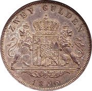 Germany 2 Gulden 1856 KM# 828 Bavaria / Kingdom / Regular Coinage coin reverse
