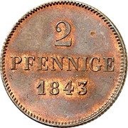Germany 2 Pfennig 1843 KM# 798 Bavaria / Kingdom / Regular Coinage coin reverse