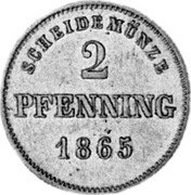 Germany 2 Pfennig 1865 KM# 857 Bavaria / Kingdom / Regular Coinage coin reverse