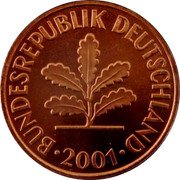 Germany 2 Pfennig 2001 G Sets only KM# 106A Federal Republic / Standard Coinage coin obverse