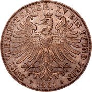 Germany 2 Thaler (3-1/2 Gulden) 1861 KM# 365 Frankfurt am Main / Free City / Regular Coinage coin reverse Germany 2 Thaler (3-1/2 Gulden) 1861 KM# 365 Frankfurt am Main / Free City / Regular Coinage coin reverse