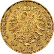 Germany 20 Mark 1873 D KM# 894 Bavaria / Kingdom / Reform Coinage coin reverse Germany 20 Mark 1873 D KM# 894 Bavaria / Kingdom / Reform Coinage coin reverse