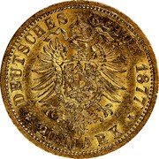 Germany 20 Mark 1877 J KM# 602 Hamburg / Free City / Reform Coinage coin reverse Germany 20 Mark 1877 J KM# 602 Hamburg / Free City / Reform Coinage coin reverse