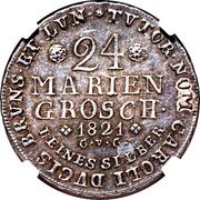 Germany 24 Mariengroschen (2/3 Thaler) 1821 CvC KM# 1091 Brunswick-Wolfenbüttel / Duchy / Regular Coinage coin reverse
