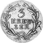 Germany 3 Kreuzer 1818 KM# 172 Baden / Grand Duchy / Regular Coinage coin reverse