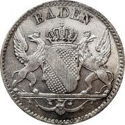 Germany 3 Kreuzer 1845 KM# 211 Baden / Grand Duchy / Regular Coinage coin obverse
