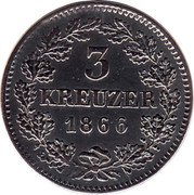 Germany 3 Kreuzer (Groschen) 1866 KM# 875 Bavaria / Kingdom / Regular Coinage coin reverse