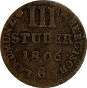 Germany 3 Stüber 1806 KM# 9 Berg / Duchy / Regular Coinage coin reverse