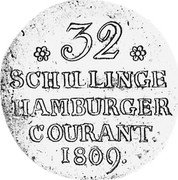 Germany 32 Schilling (2 Mark) 1809 HSK KM# 536 Hamburg / Free City / Regular Coinage coin reverse