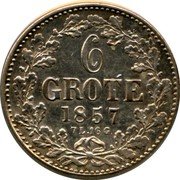 Germany 6 Grote (1/12 Thaler) 1857 KM# 240 Bremen / Free City / Regular Coinage coin reverse