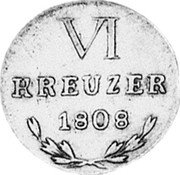 Germany 6 Kreuzer 1808 KM# 140 Baden / Grand Duchy / Regular Coinage coin reverse Germany 6 Kreuzer 1808 KM# 140 Baden / Grand Duchy / Regular Coinage coin reverse