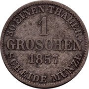 Germany Groschen (1/30 Thaler) 1857 KM# 1150 Brunswick-Wolfenbüttel / Duchy / Regular Coinage coin reverse