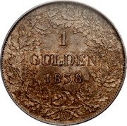 Germany Gulden 1838 KM# 207 Baden / Grand Duchy / Regular Coinage coin reverse Germany Gulden 1838 KM# 207 Baden / Grand Duchy / Regular Coinage coin reverse