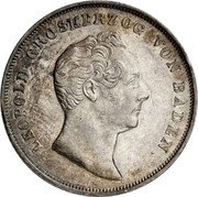 Germany Gulden 1842 KM# 214 Baden / Grand Duchy / Regular Coinage coin obverse Germany Gulden 1842 KM# 214 Baden / Grand Duchy / Regular Coinage coin obverse