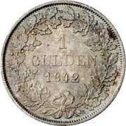 Germany Gulden 1842 KM# 214 Baden / Grand Duchy / Regular Coinage coin reverse Germany Gulden 1842 KM# 214 Baden / Grand Duchy / Regular Coinage coin reverse